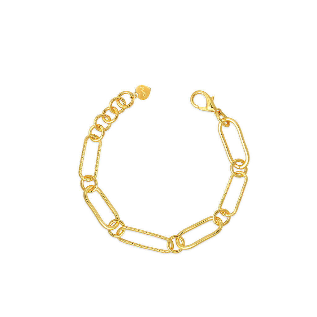 GRACE bracciale con maglia ovale diamantata alternata a maglia tonda - ops-lux202br