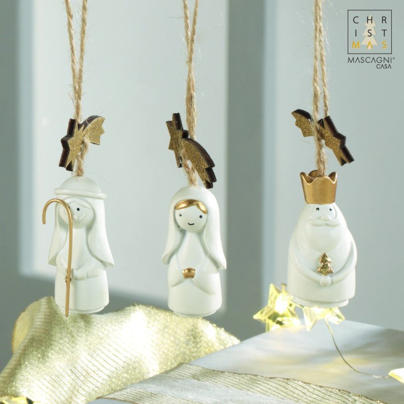 Set 3 decorazioni in resina - bianco - 20qc1641