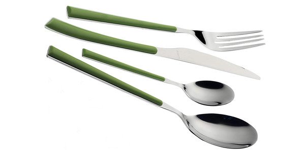 Set 24 pezzi posate da tavola stella in acciaio inox con manico in abs verde - st5u-039f50