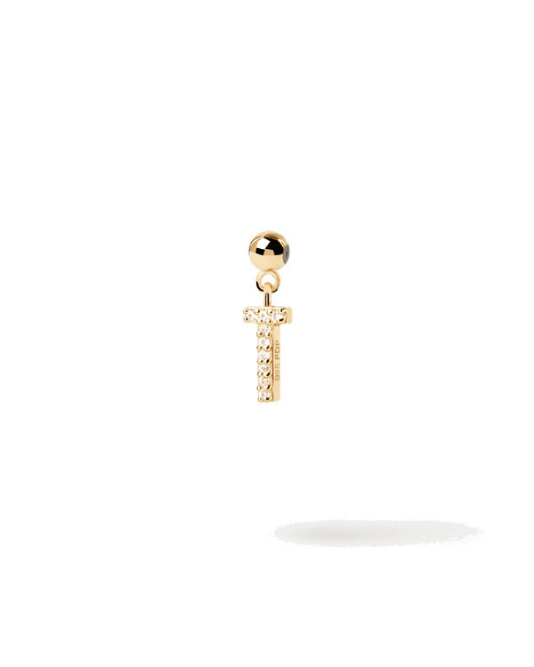 Charm Lettera T - Argento placcato oro 18K - ch01-069-u