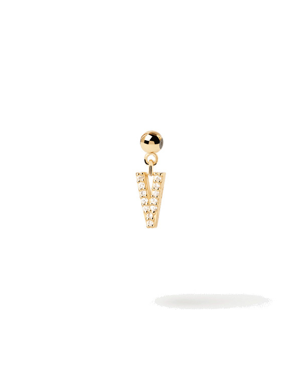 Charm Lettera V - Argento placcato oro 18K - ch01-071-u