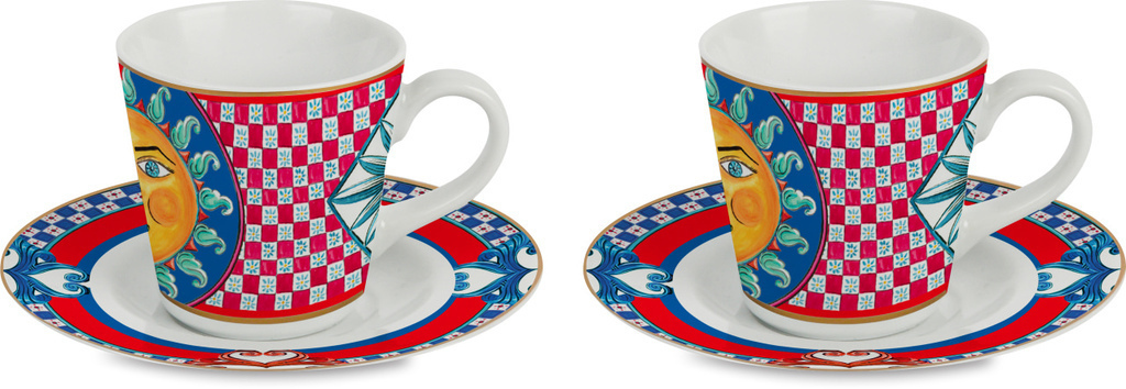 Set 2 pezzi tazzine da caffe in porcellana dal design moderno ed elegante - cof-sol01