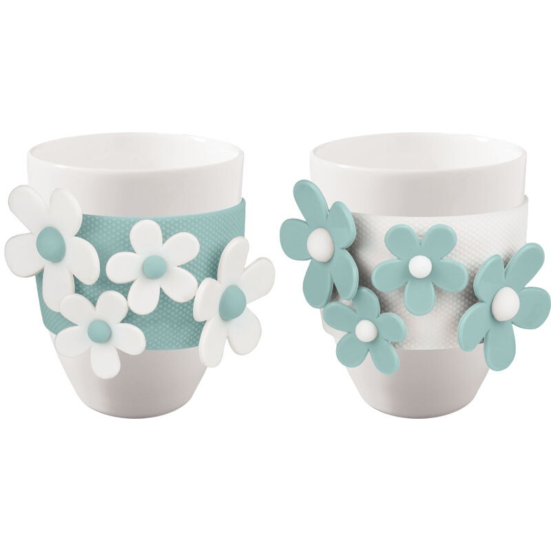 Set 2 mug bianca fiori tiffany e tiffany fiori bianchi - flmug-flo05